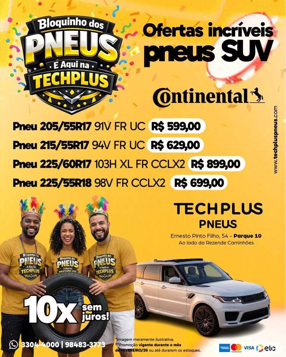 Banner Fevereiro 2026 TechPlus Pneus