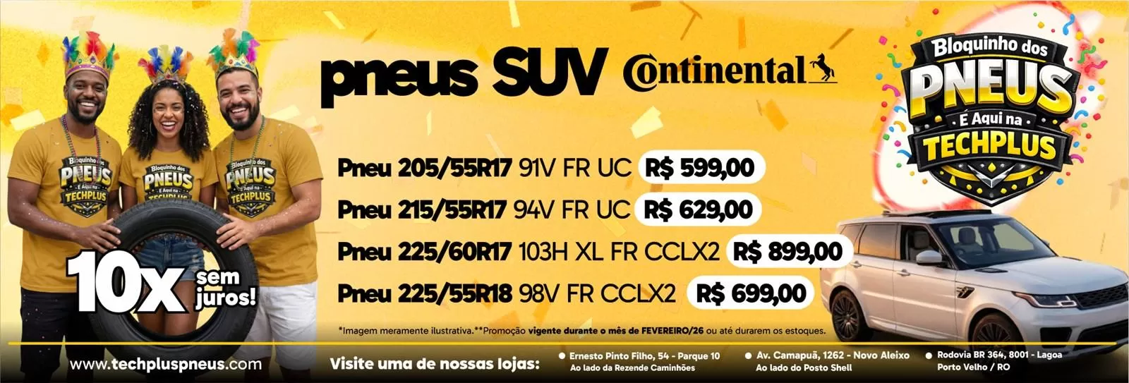 Banner Fevereiro 2026 TechPlus Pneus
