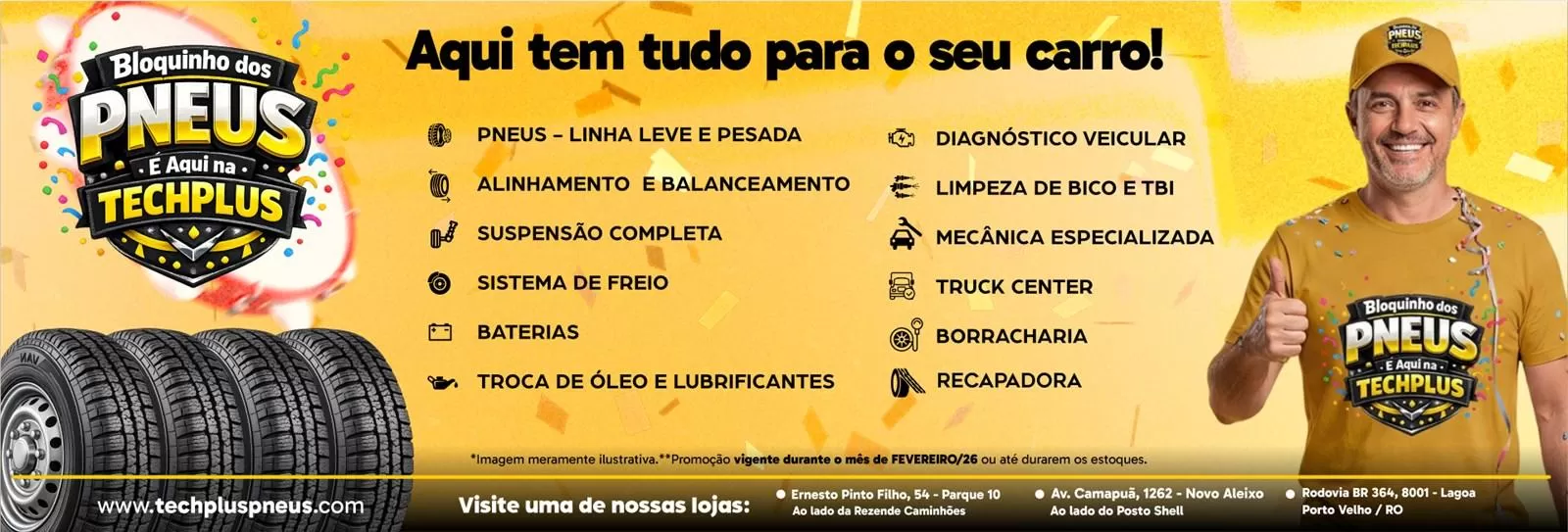 Banner Fevereiro 2026 TechPlus Pneus