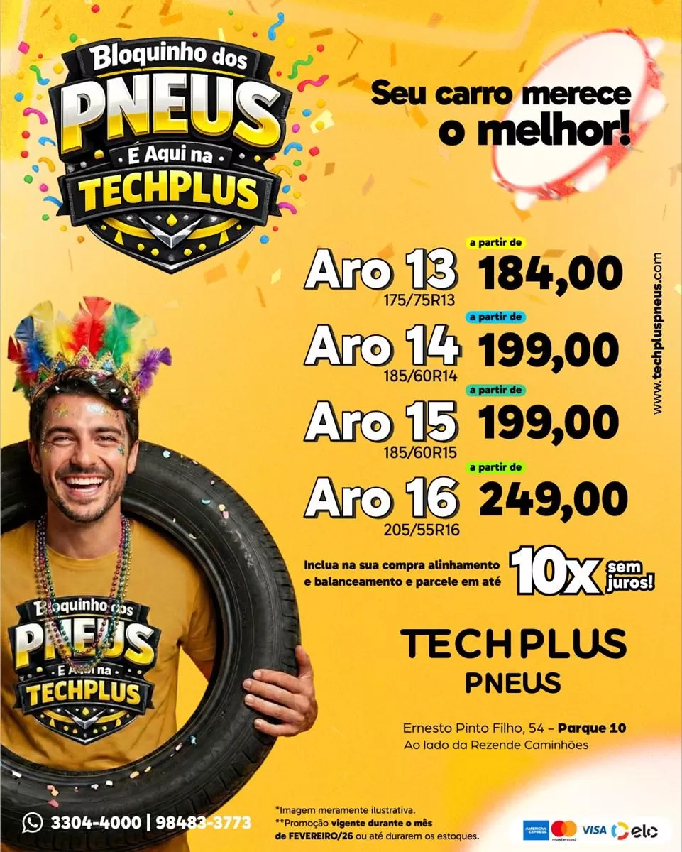 Banner Fevereiro 2026 TechPlus Pneus